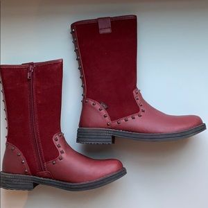 Umi Maroon leather & suede boots